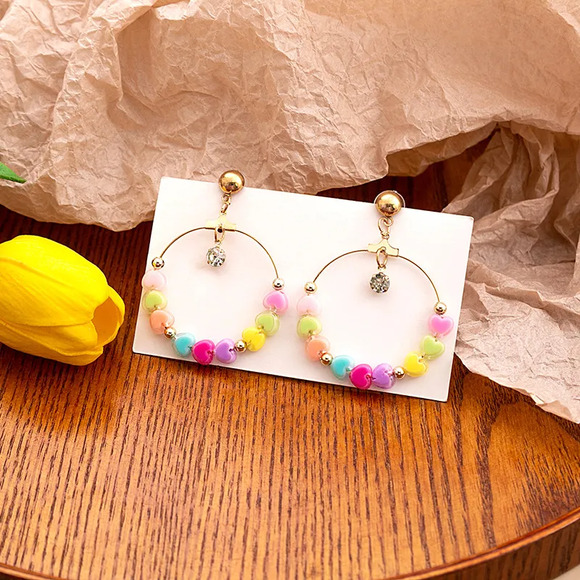 Bohemian  Style  Hoop  Resin Drop Earrings in Bright - Picture 1 of 2
